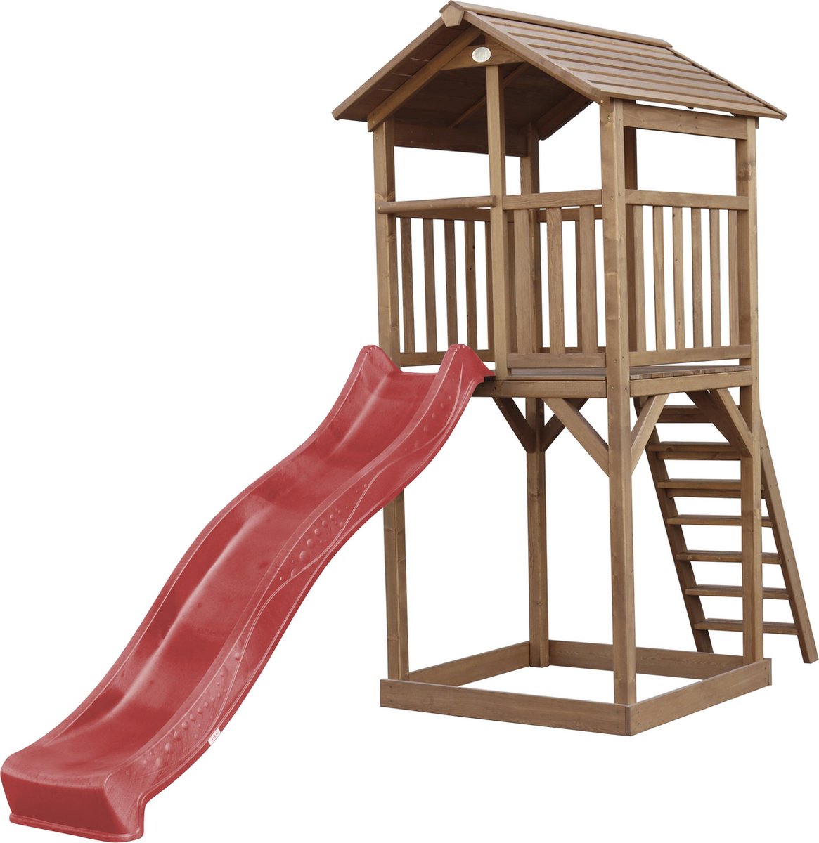 AXI Beach Tower Speeltoren Bruin - Rode Glijbaan - Zandbak - FSC Hout