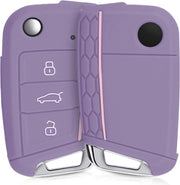 kwmobile autosleutelhoes voor VW Golf 7 MK7 3-knops autosleutel - Siliconen beschermhoes in pastel lila / poederroze
