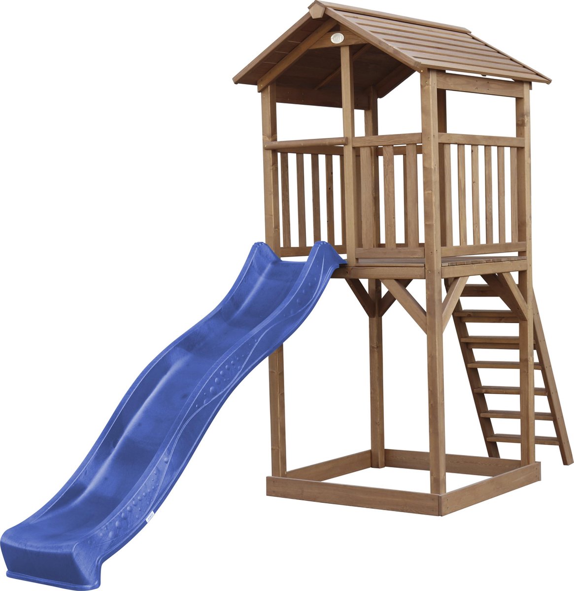 AXI Beach Tower Speeltoren Bruin - Blauwe Glijbaan - Zandbak - FSC Hout