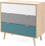 CUBA ladekast met 3 laden - Scandinavische stijl - Decor van eik Sonoma - B 80 x D 40 x H 80 cm