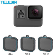PRO SERIES Pack ND Lens Protector Kit Set (ND4 8 16) Neutral Density Filter voor GoPro Hero 5 / 6 en 7 BLACK