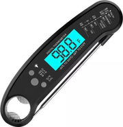 BBQ Thermometer l Meater l Vleesthermometer l Vleesthermometer digitaal |Gratis batterij | Waterdicht | Inclusief blik-flesopener | Zwart |