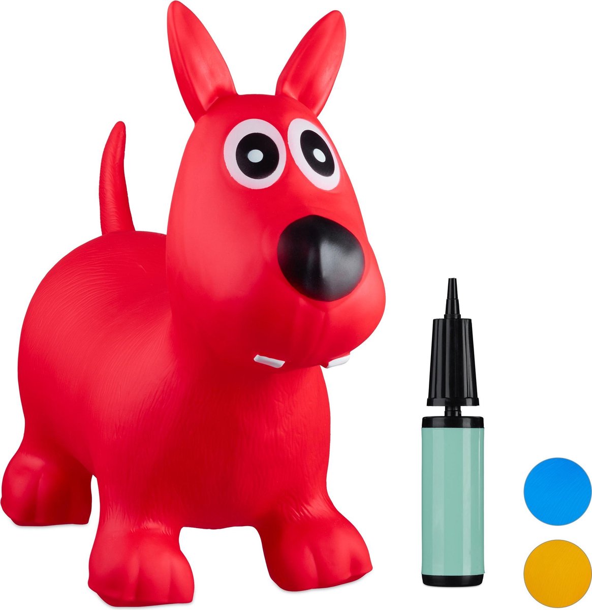 relaxdays Skippy dier hond - skippybal kinderen - tot 50 kg - springdier - versch. kleuren rood