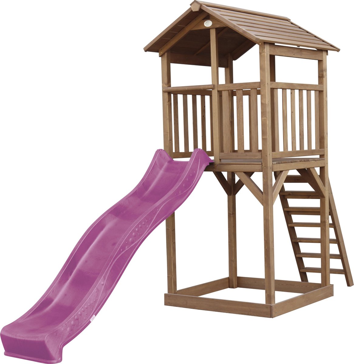 AXI Beach Tower Speeltoren Bruin - Paarse Glijbaan - Zandbak - FSC Hout