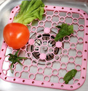 gootsteenmat - afvoerzeef - gootsteen zeef - afdruipmat - gootsteenmat rechthoekig - droogmat - gootsteenmatje - afdruipmat voor afwas - roze