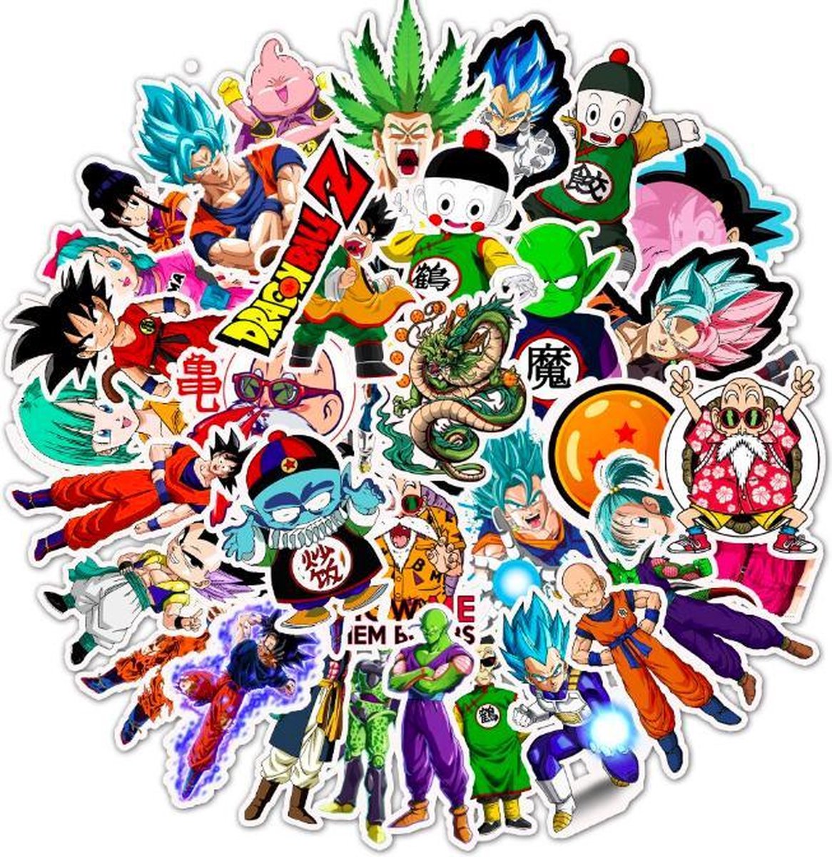 ProductGoods - 50 Stuks Dragon Ball Z Stickers - Muur Decoratie - Koffer Decoratie - Laptop Decoratie - Koelkast Decoratie - Stickervellen - DragonBall