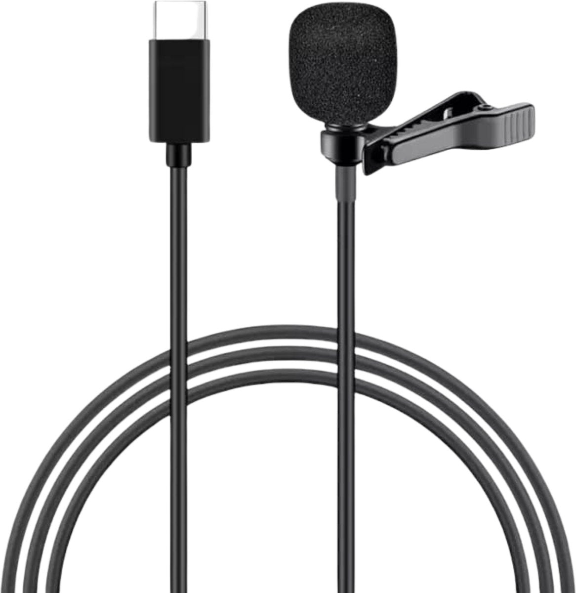 Microfoon met USB C Aansluiting - Lavalier Lapel clip mic recording