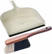 Stoffer en blik wit/bruin van kunststof met lip voor binnen - Zachte stoffers/handvegers