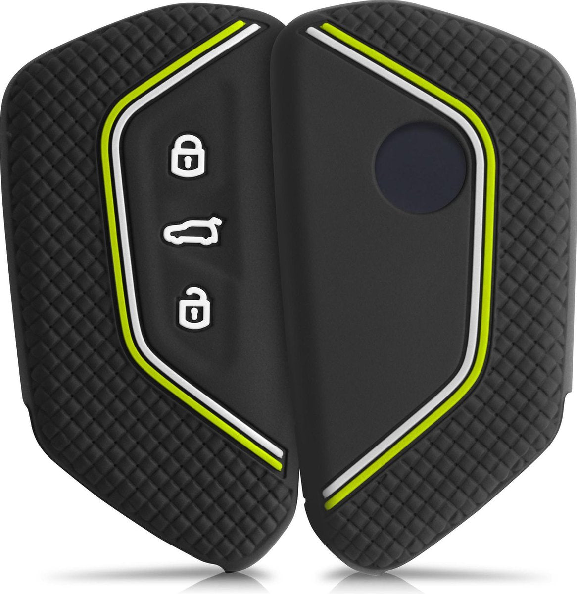 kwmobile autosleutelhoes voor VW Golf 8 3-knops autosleutel - Siliconen beschermhoes in zwart / groen / wit