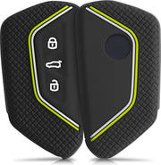 kwmobile autosleutelhoes voor VW Golf 8 3-knops autosleutel - Siliconen beschermhoes in zwart / groen / wit