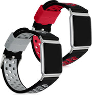 kwmobile 2x horlogeband voor Huawei Watch Fit - siliconen band voor fitnesstracker - zwart / rood / zwart / grijs