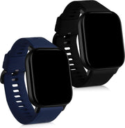 kwmobile 2x horlogeband voor Huami Amazfit GTS 2 Mini - siliconen band voor fitnesstracker - zwart / donkerblauw
