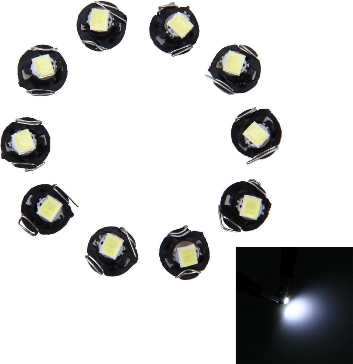 10 STKS 0.5 W T3 Wedge Instrument Panel LED Licht Dashboard Gauge Cluster Indicator Lamp (Wit Licht)