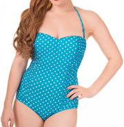Banned Badpak -3XL- Grooving polka Stippen Blauw/Wit