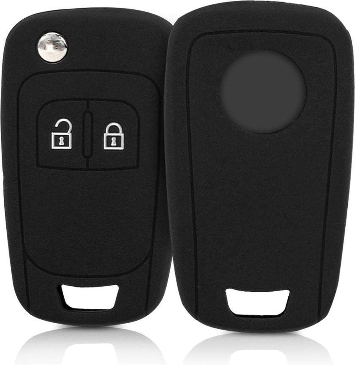 kwmobile autosleutelhoes voor Opel Chevrolet 2-knops inklapbare autosleutel - Siliconen beschermhoes in zwart