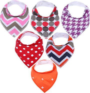 JillyBee - Slab - Slabbetje - Slabber - Bandana - 6pack - Zigzag - Rondjes - Stipjes - Kruisjes - Roze - Paars - Wit