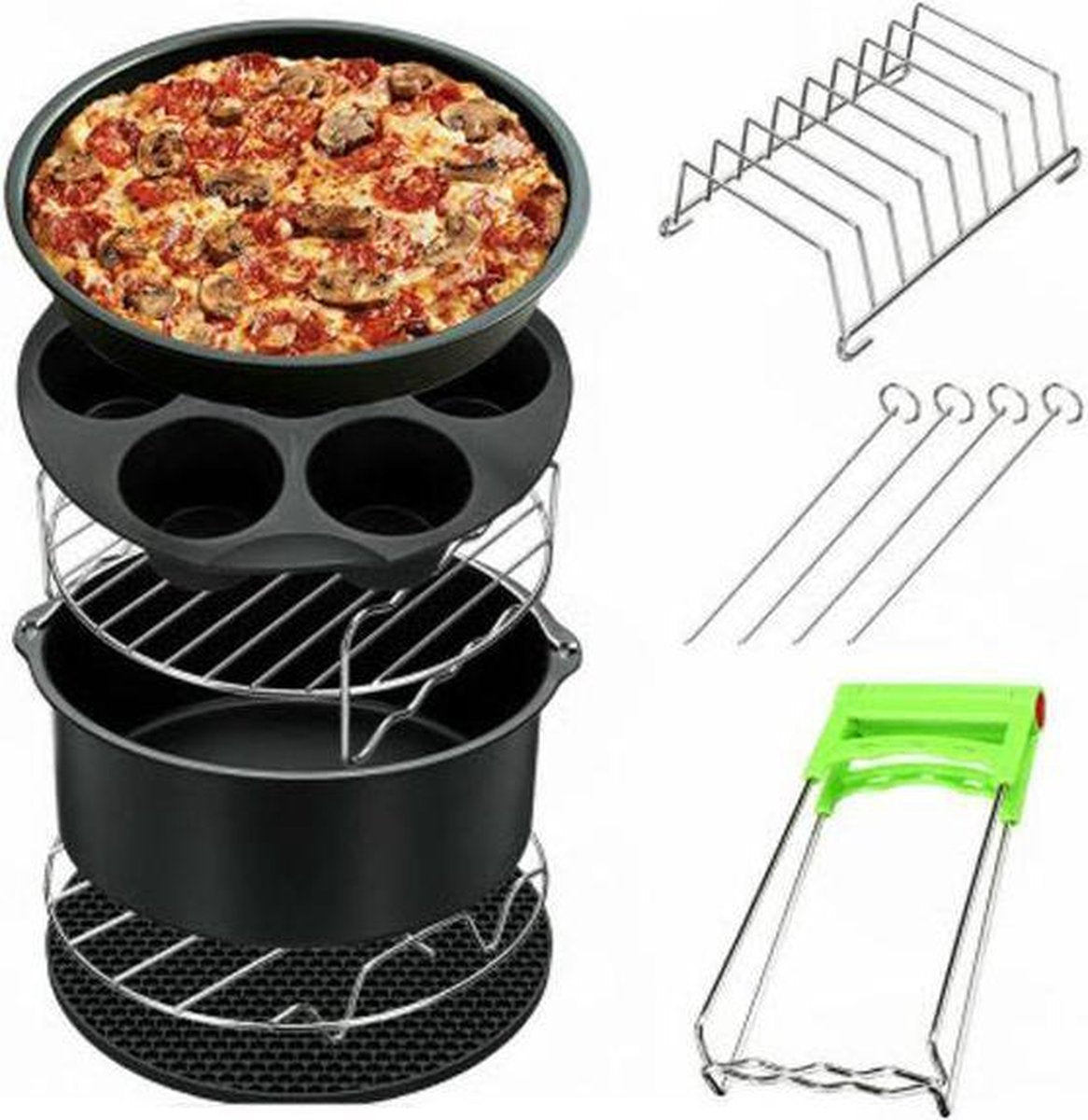 Heteluchtfriteuse accessoireset 8 delig - universeel