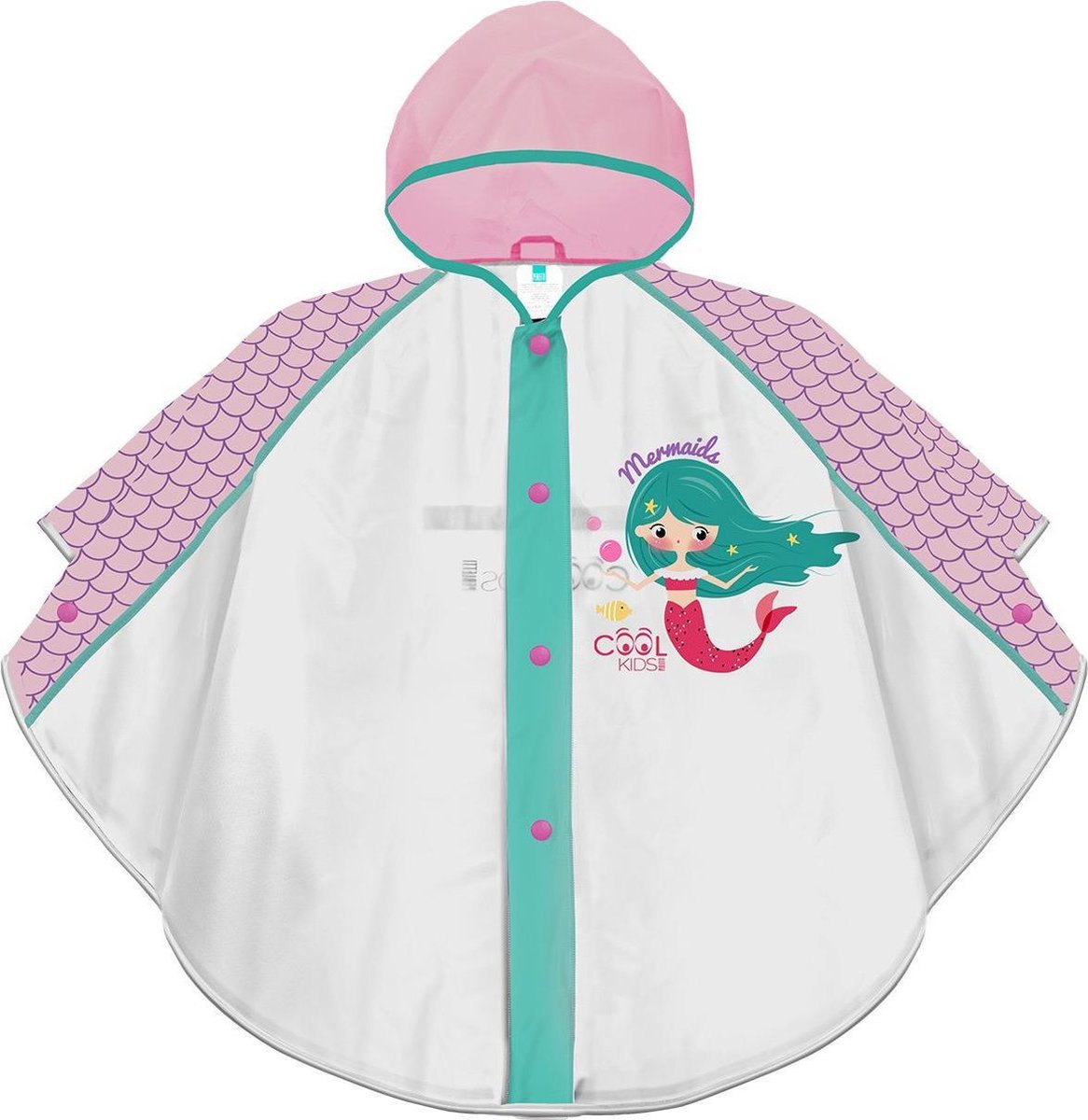 Perletti Poncho Mermaid Meisjes Eva Wit/roze/groen One-size
