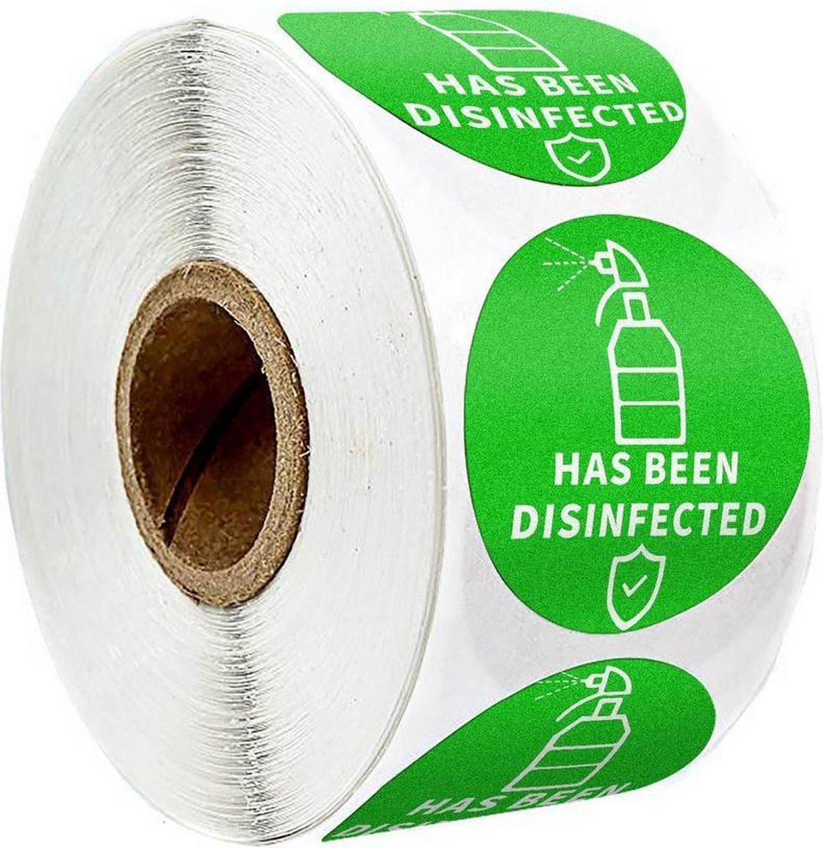 300 stuks stickers op rol Has been Disinfected 3