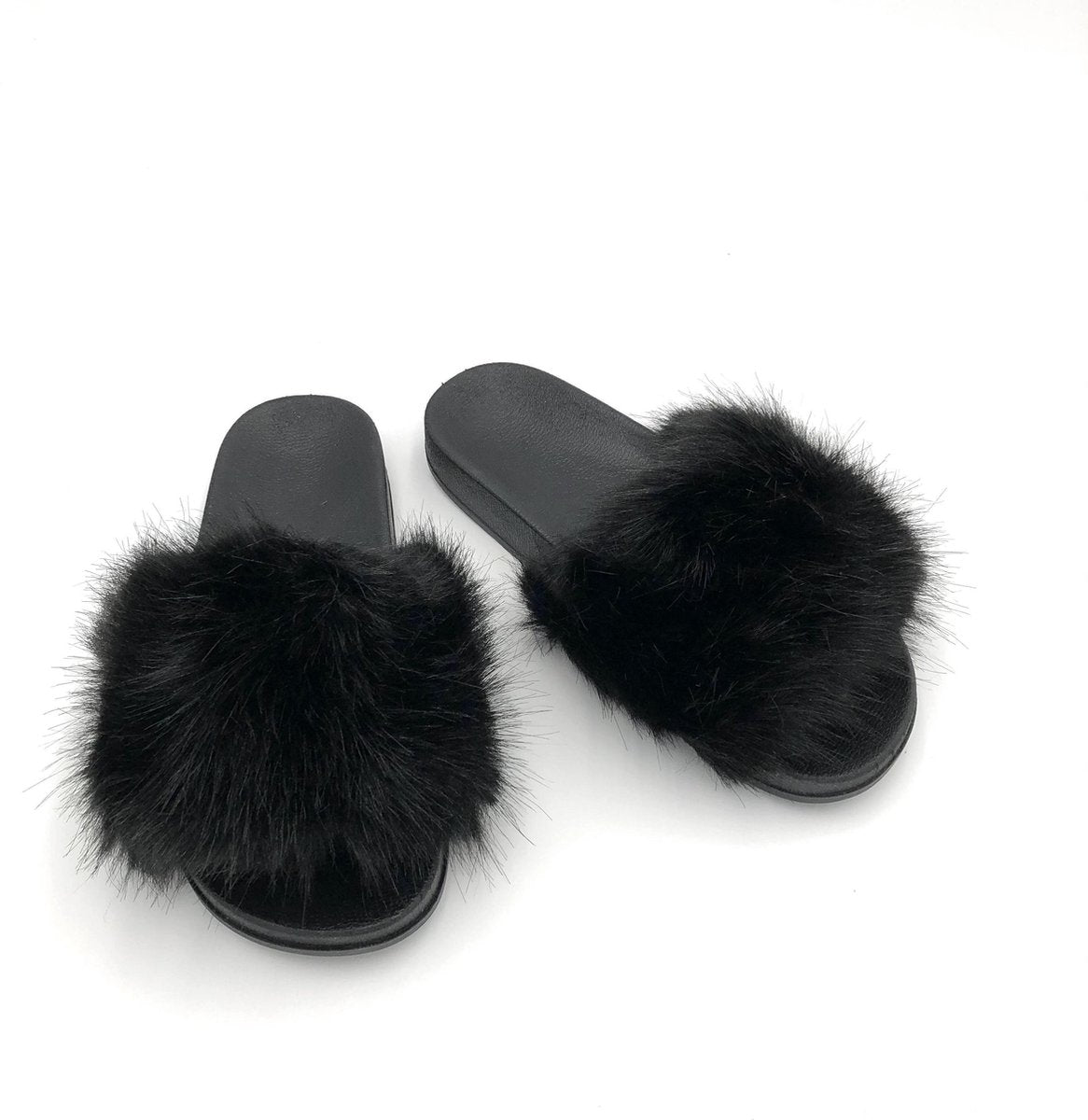 FLIP FLUFFY BLACK - Maat 36 - Slipper - Zwart