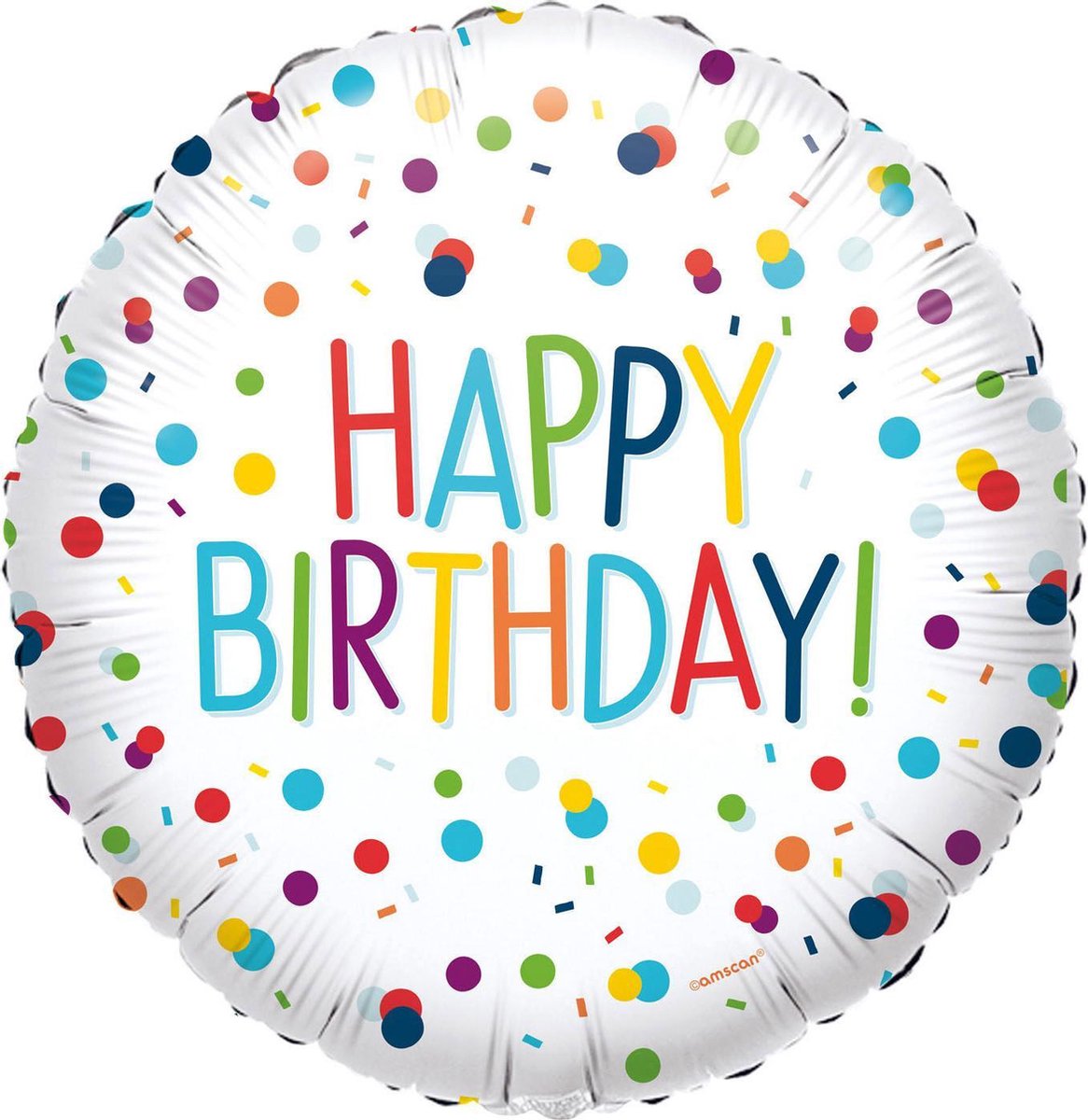 Standard EU Confetti Birthday Foil Balloon Circle S40 Packaged