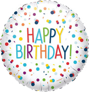 Standard EU Confetti Birthday Foil Balloon Circle S40 Packaged