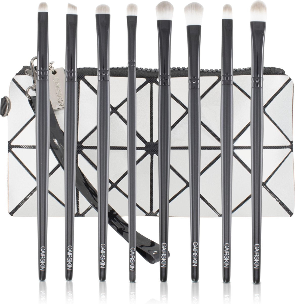CAIRSKIN Premium Fuse Eyeshadow Brushes - Set of 8 Blending and Defining Brushes for Eyeshadows and Eyeliner Application + Beauty Bag