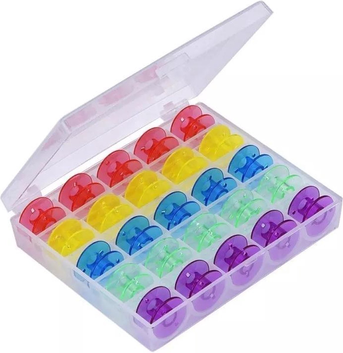 Glim - 25 spoeltjes in spoelen doos - Universele naaimachine spoelen - naaien -  2 cm x 1 cm