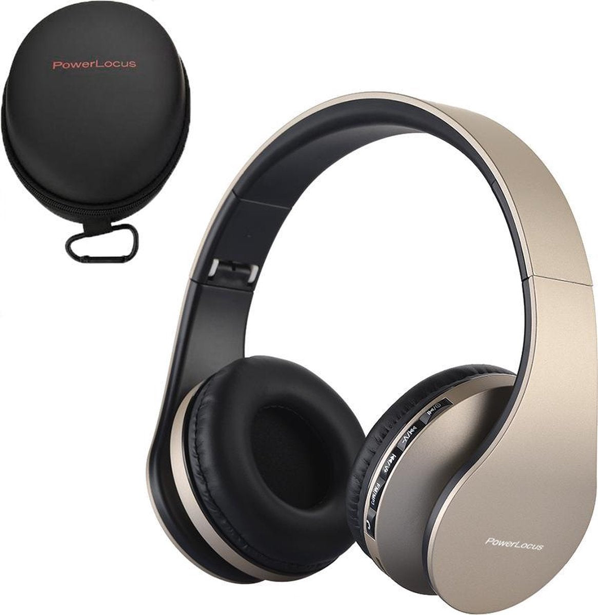 PowerLocus P1 draadloze Over-Ear Koptelefoon Inklapbaar - Bluetooth - Met microfoon – Goud