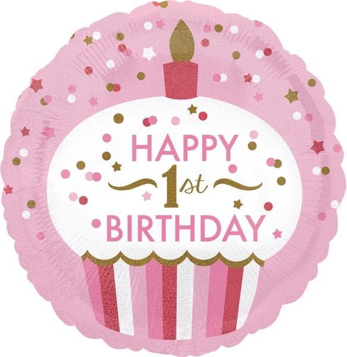 Anagram Folieballon Happy 1st Birthday Meisje 43 Cm Roze