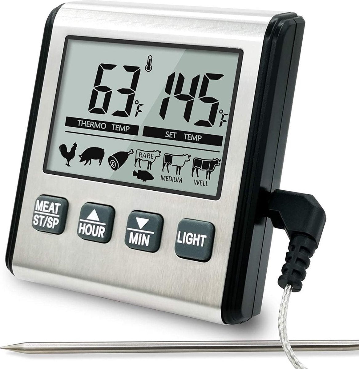 Digitale Keuken Thermometer Premium - Met Lichtfunctie + Magneet - Suikerthermometer - Bbq Thermometer - Thermometer Koken - Voedselthermometer - Kookthermometer - Suikerthermometer Digitaal- Vaderdag Kados - Vader Cadeautjes - Vaderdag Tip