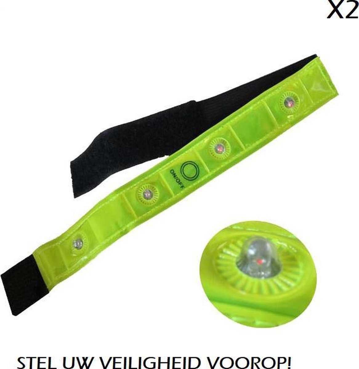 LED Hardloop Verlichting inclusief Batterijen - Veiligheidsbanden - Hardloopaccessoires - 2 stuks - Knipperend of Brandend - Licht voor Arm en Been - Armband en Beenband - Klittenband - 2 Extra Batterijen