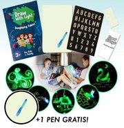 Magisch tekenbord + 3 Extra LED pen -Tekenen Met Licht - Lichtgevend Tekenbord - Educatief Speelgoed - A4