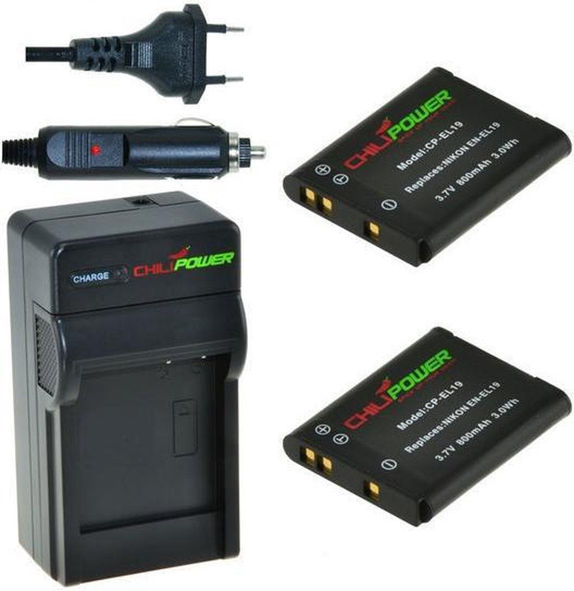 ChiliPower EN-EL19 Nikon Kit - Camera Batterij Set