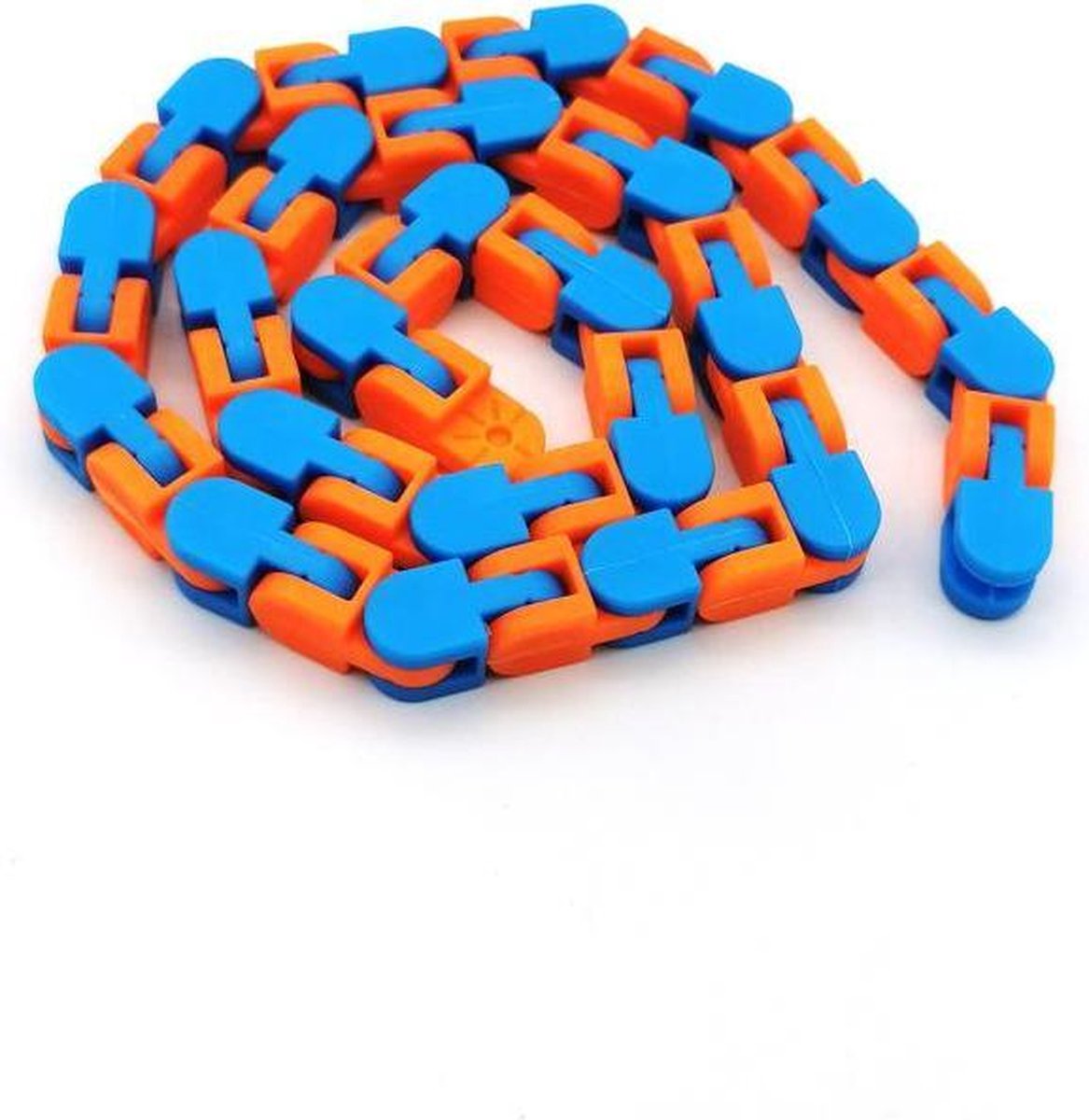 Premium Kwaliteit Wacky Tracks / Fidget Toy Ketting | Schakel Puzzel | Snake Puzzles | Anti Stress Speelgoed | Bekend van TikTok | Oranje-Blauw