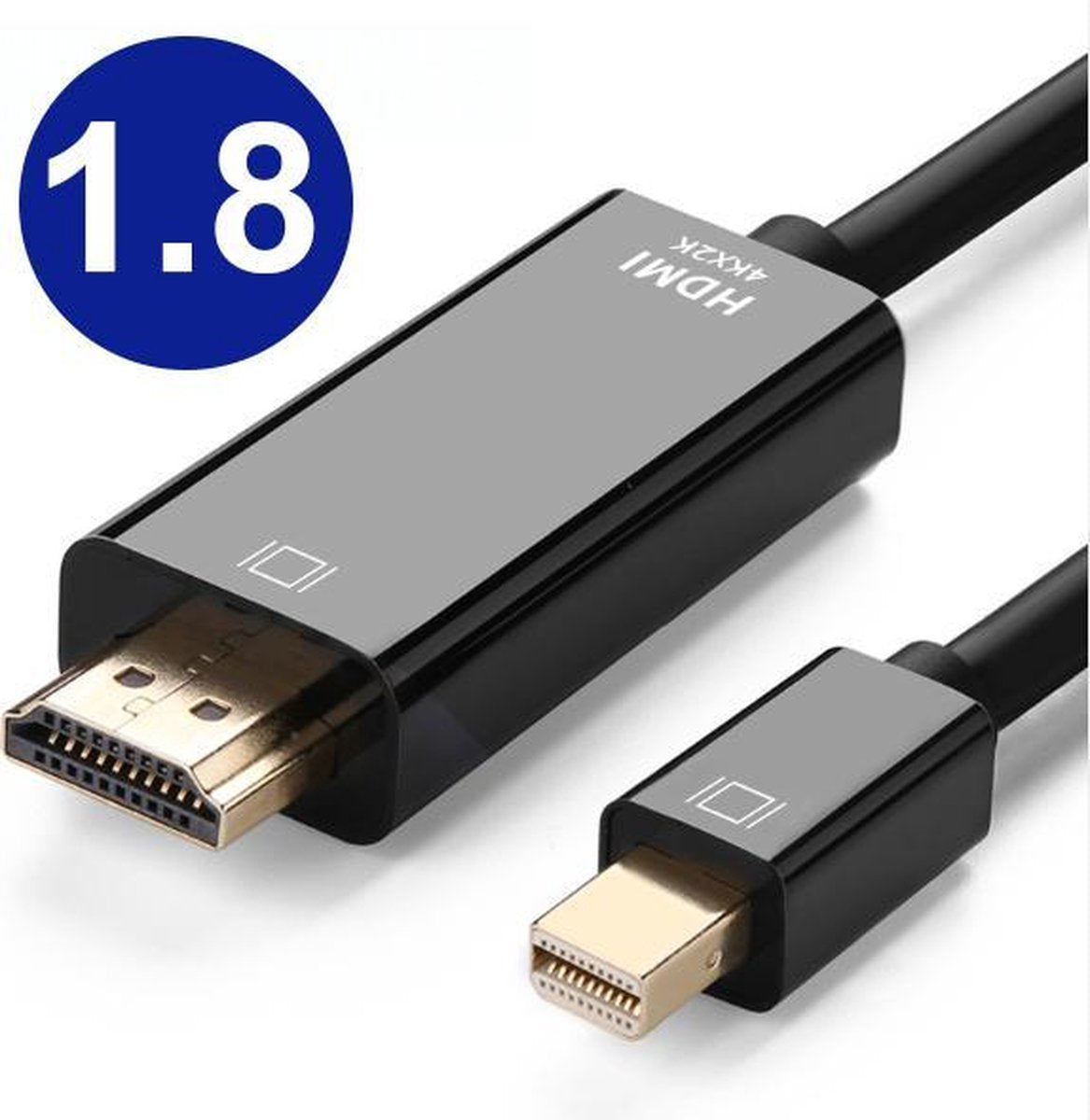Mini Displayport naar HDMI Kabel - Mini DP naar HDMI Adapter - 1.8 Meter - Zwart