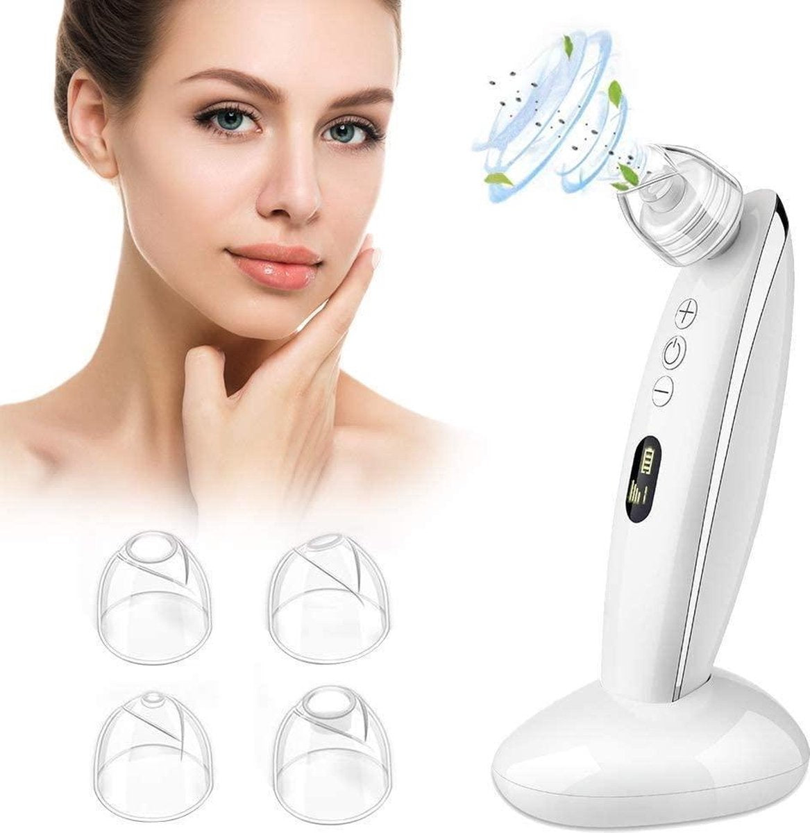 Professionele Blackhead Remover met 5 Zuigkracht niveaus - Elektrisch mee eter verwijderaar - Gezichtsreiniger met 4 opzetstukken - Inclusief mee eters verwijderen tools