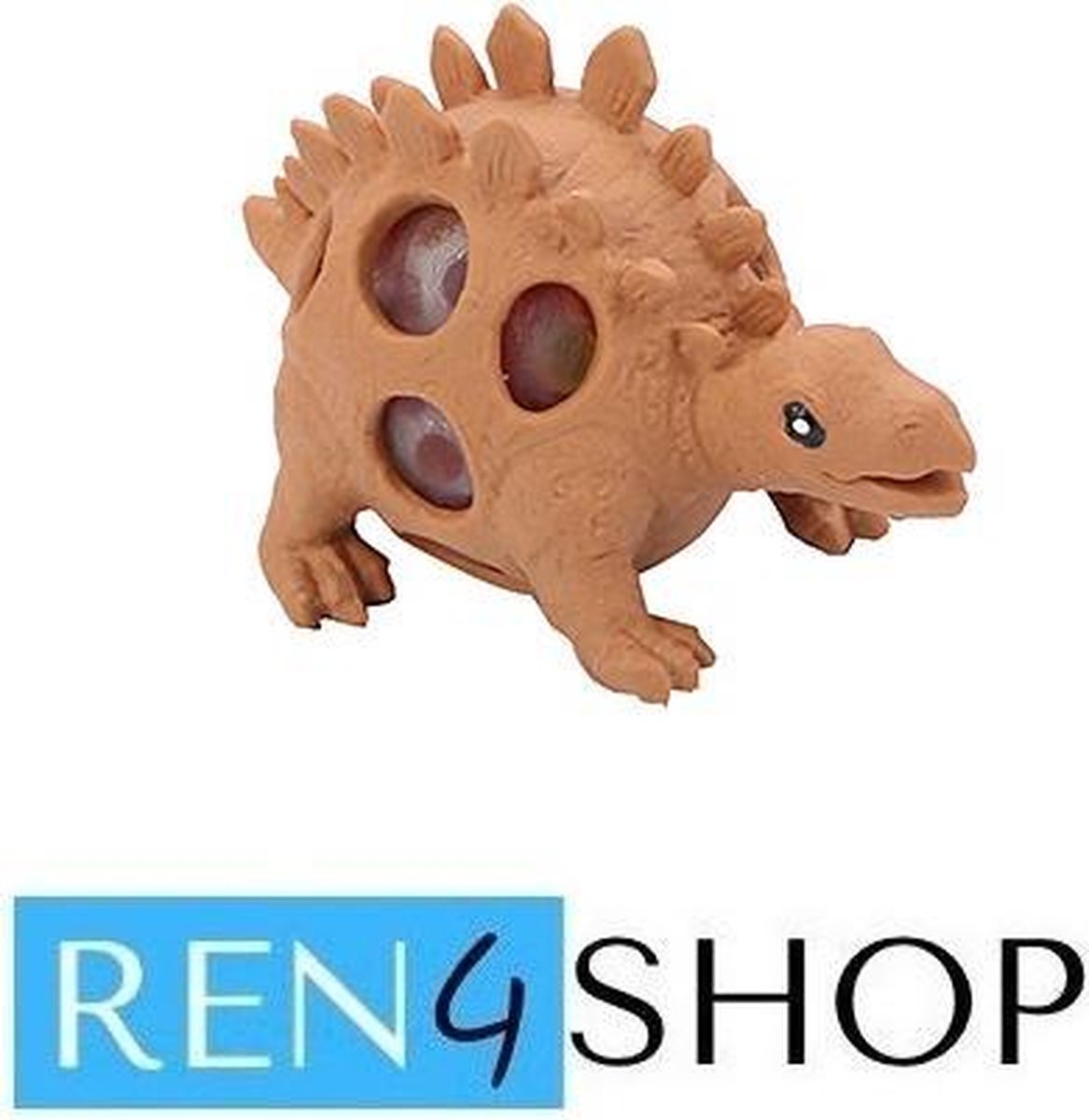 Ren4Shop© - Squishy Mesh Ball - Dinosaurussen - Knijp Dino - Bruin - Fidget Toys - Stress verlagend - Gezien op TikTok!
