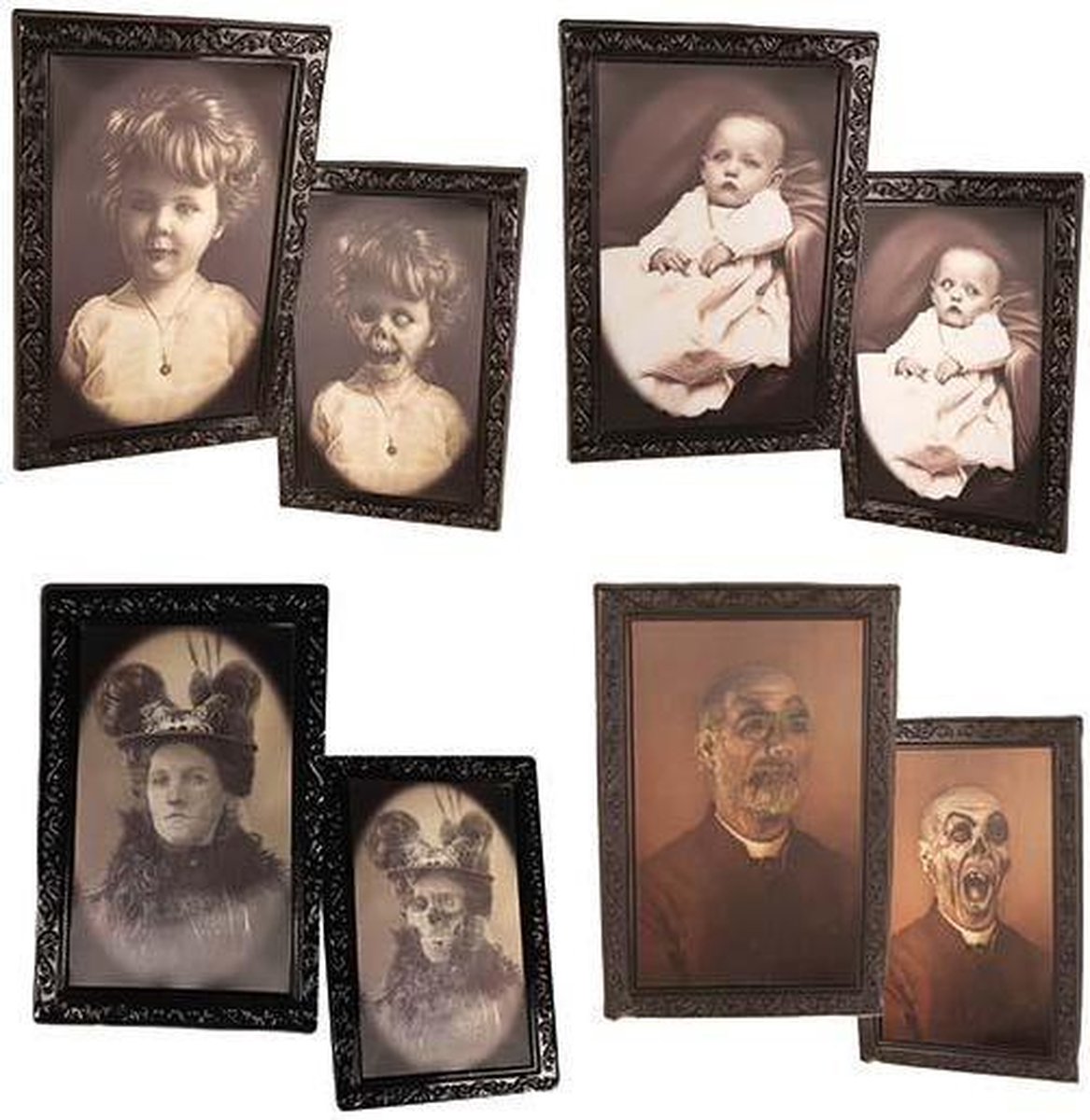 Halloween fotokader ( 38 x 25 cm ) | horror portret | 4 stuks Hologram kaders