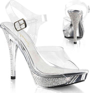 Fabulicious Hoge hakken -38 Shoes- ELEGANT-408 US 8 Transparant/Zilverkleurig