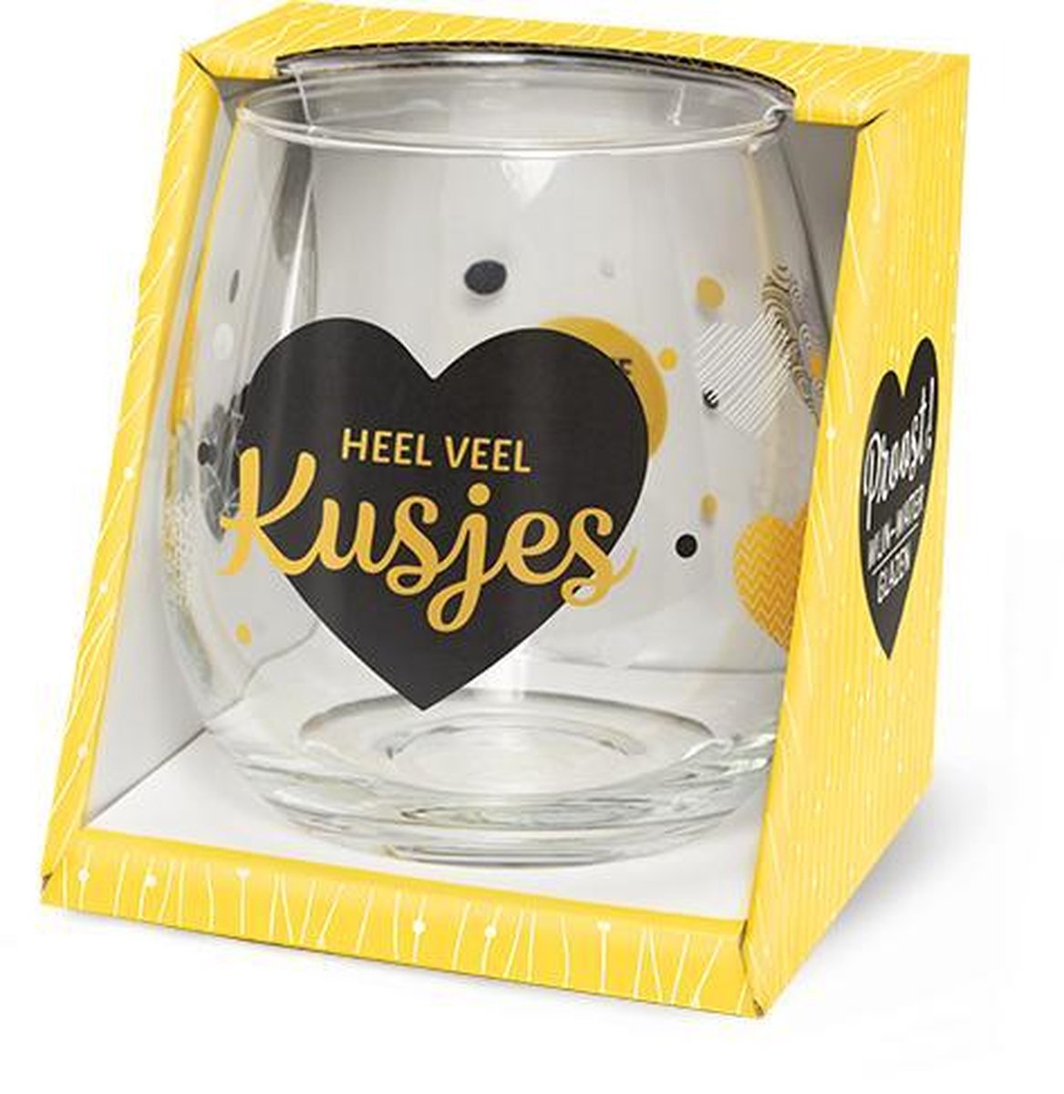 Wijn - Waterglas Heel Veel Kusjes Valentijn