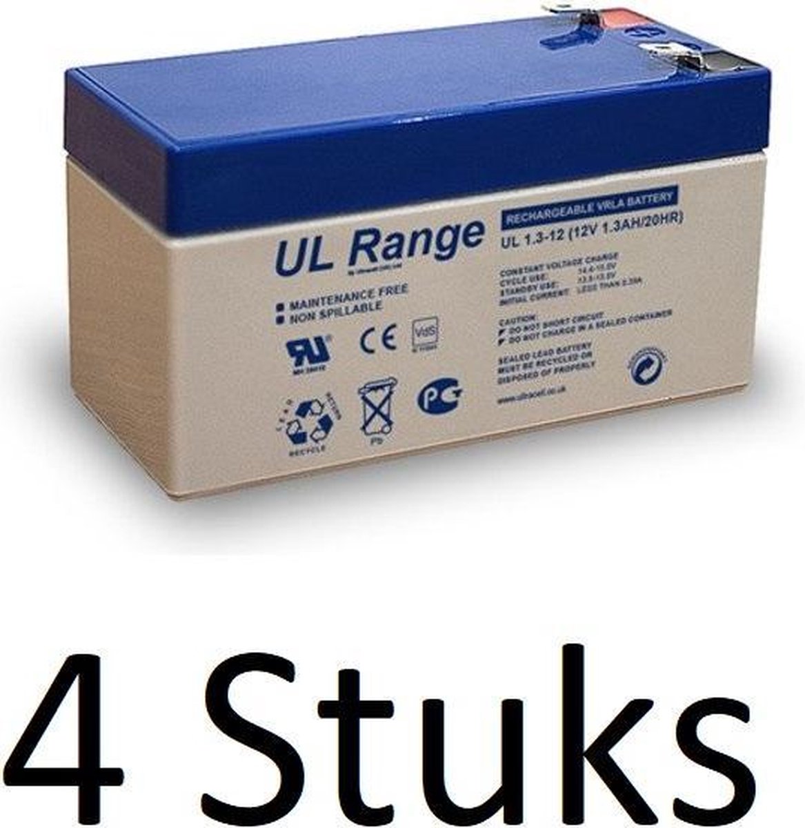 4 Stuks Ultracell Loodaccu UL 12v 1300mAh
