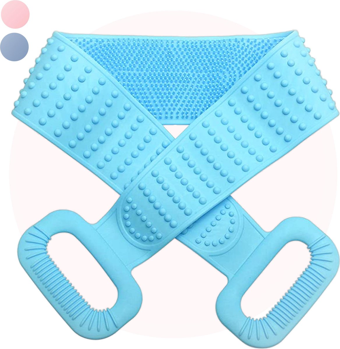 Scrub Rugborstel Dry Brush Badborstel  Rugscrubber Doucheborstel  Anti Cellulitis - Loofah Droogborstel - Spa Huidborstel Kunststof - Massage Badkamer Accessoires Blauw -  Balneo®