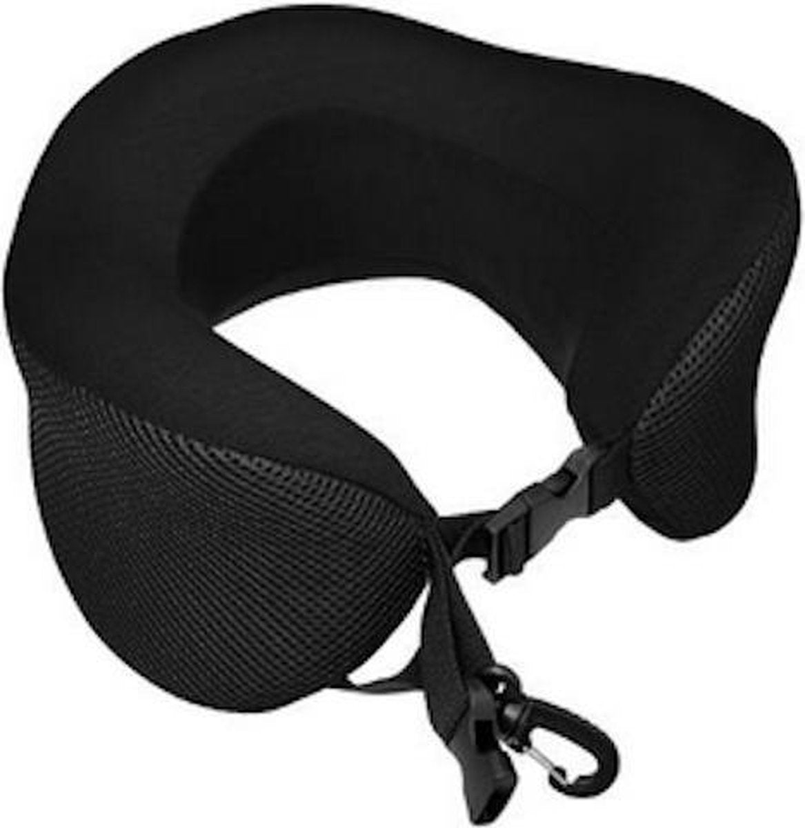 OPROL MEMORY FOAM REISKUSSEN ZWART - TRAAGSCHUIM KUSSEN MET HANDIGE HANGCLIP -COMFORTABEL NEKKUSSEN