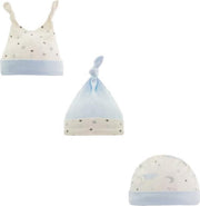 Baby jongens mutsjes set van 3 stuks kleur blauw maat 0-9 maanden|Lot de 3 bonnets les gars