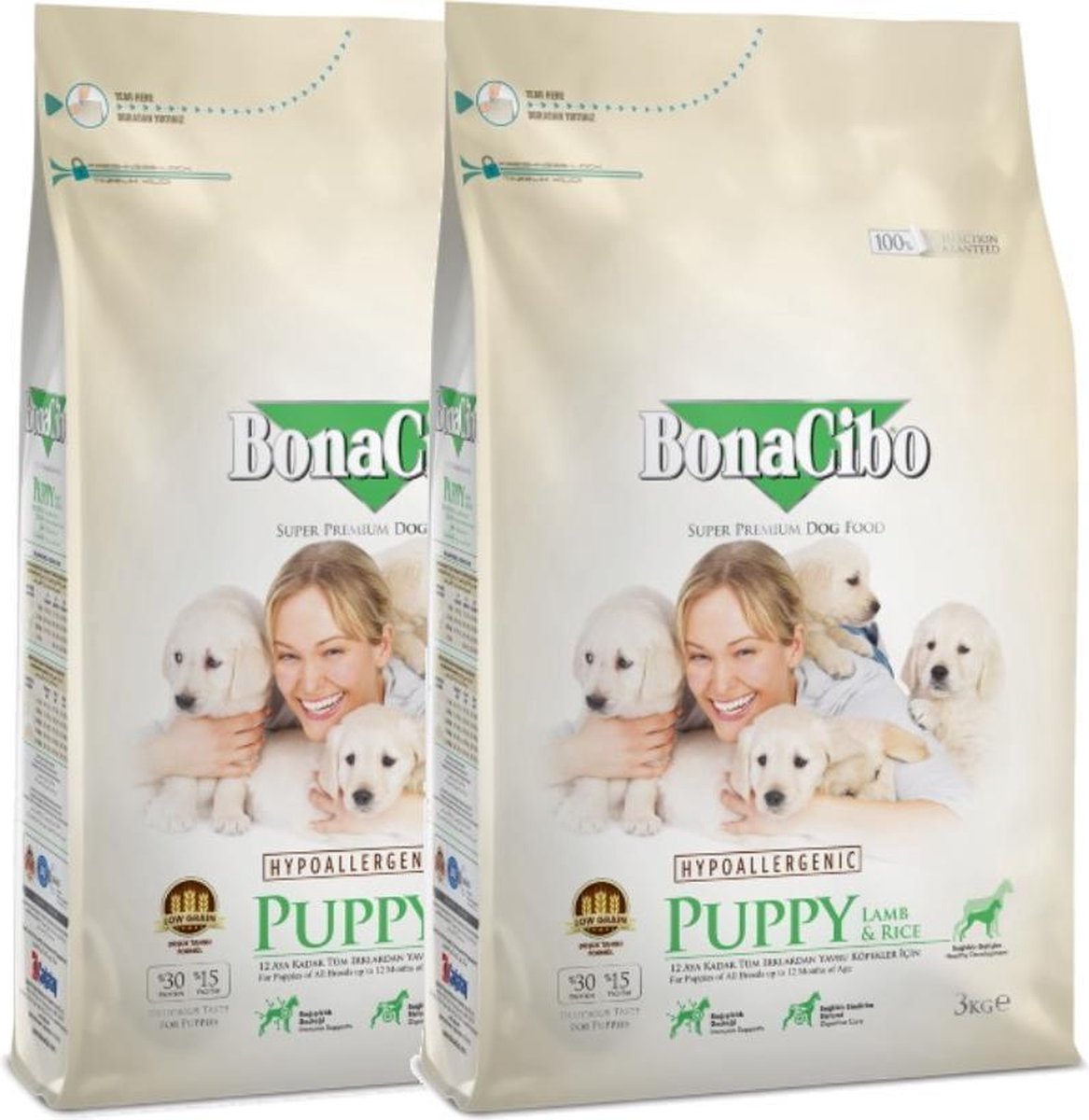 Bonacibo Puppy Lam & Rijst - Hypoallergeen Hondenvoer - 2 x 3 kg