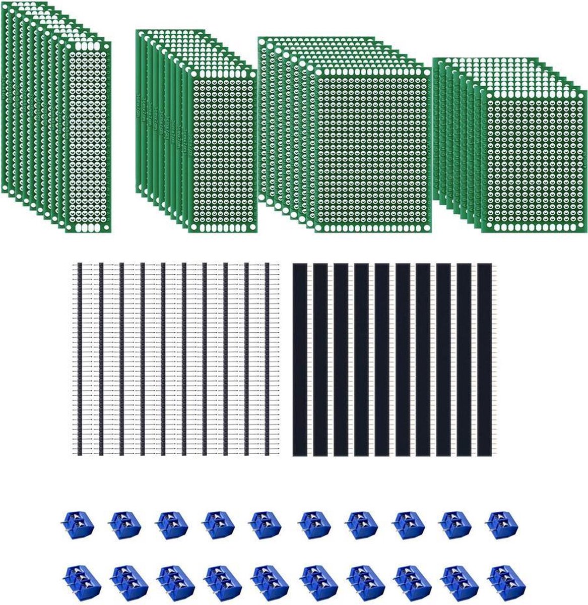 MMOBIEL 40x Breadboard Printplaat met Terminal Blocks 2 / 3 pins Male / Female Connector