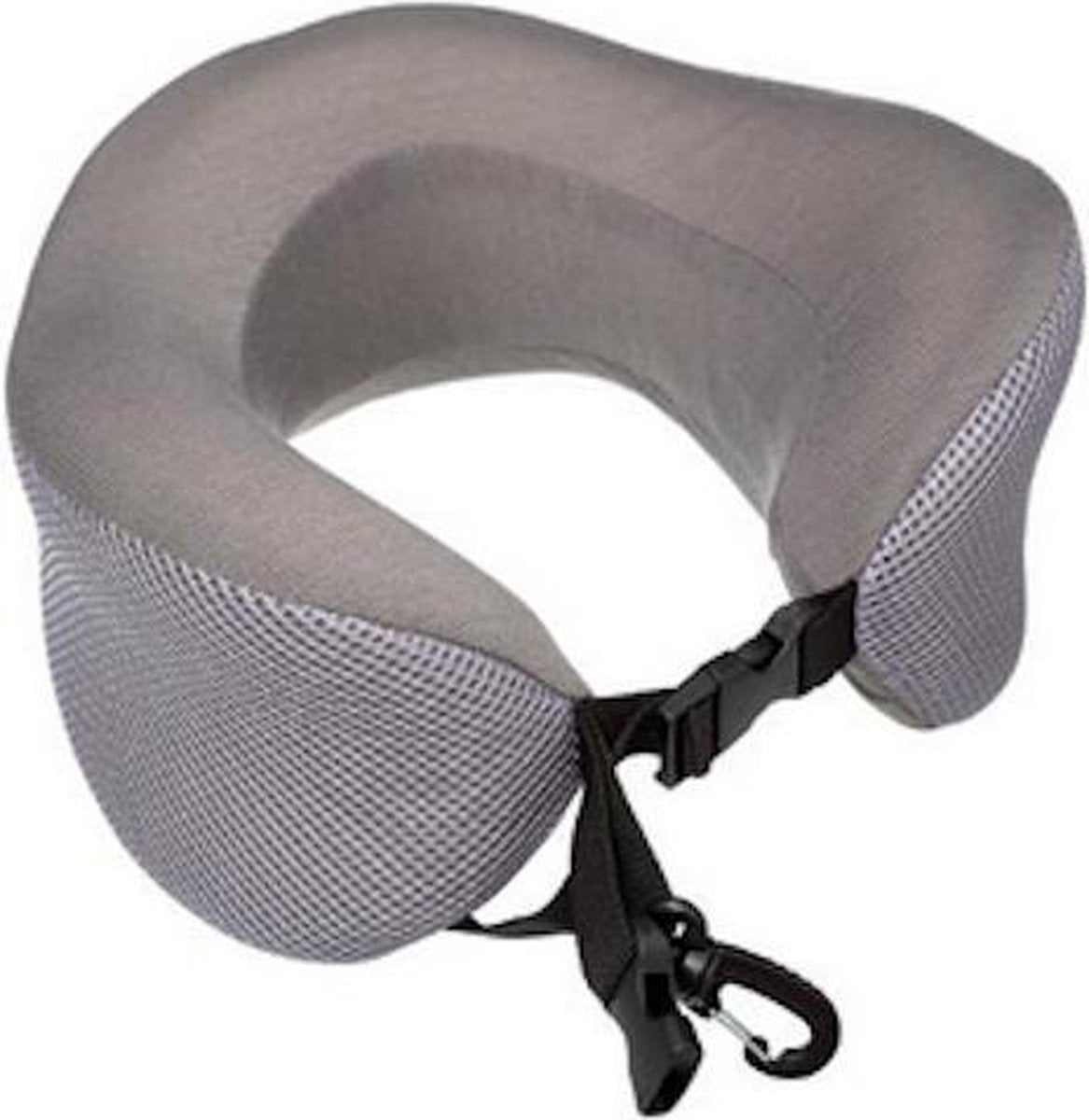 OPROL MEMORY FOAM REISKUSSEN GRIJS - TRAAGSCHUIM KUSSEN MET HANDIGE HANGCLIP -COMFORTABEL NEKKUSSEN