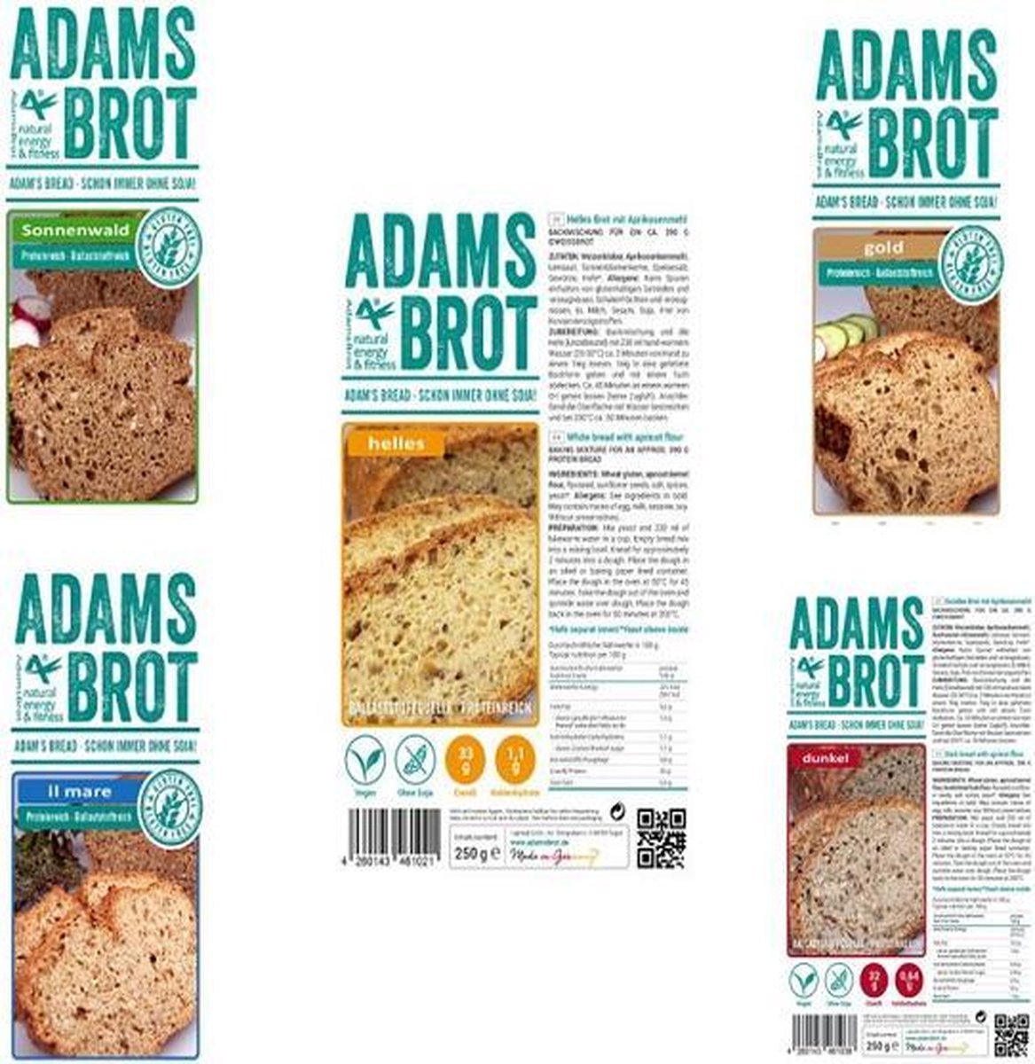 Adams Brood | Voordeelpakket | 5 x Adams Brot Bakmix  | Snel afvallen zonder poespas!