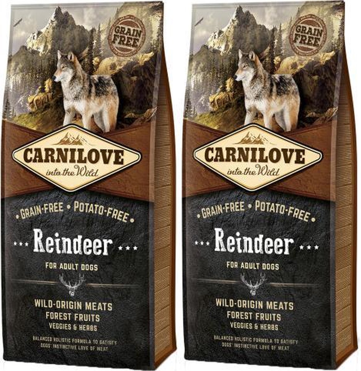 Carnilove grain free reindeer adult dubbelpak 2x 12 kg